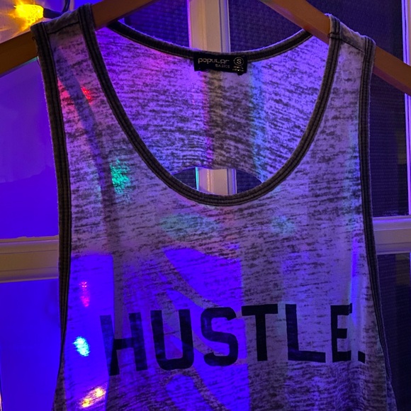 Popular Basics tank HUSTLE gray burnout - Picture 6 of 7